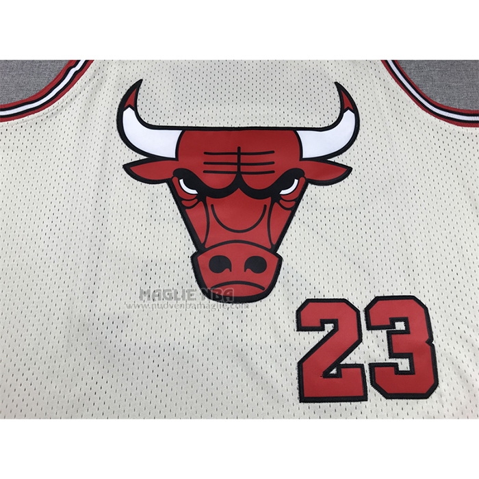 Maglia
 Michael Jordan NO 23 Chicago Bulls Mitchell & Ness Chainstitch Crema
